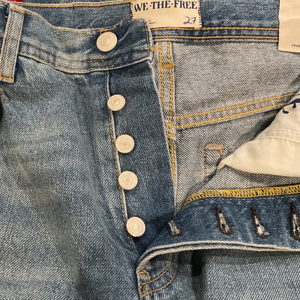 Free People Maggie Mid-Rise Straight-Leg Cropped Jeans Blue NWT - Picture 13 of 13